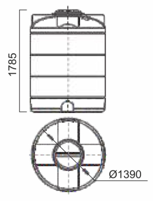 Емкость 2000 л с крышкой 380 мм (синий)